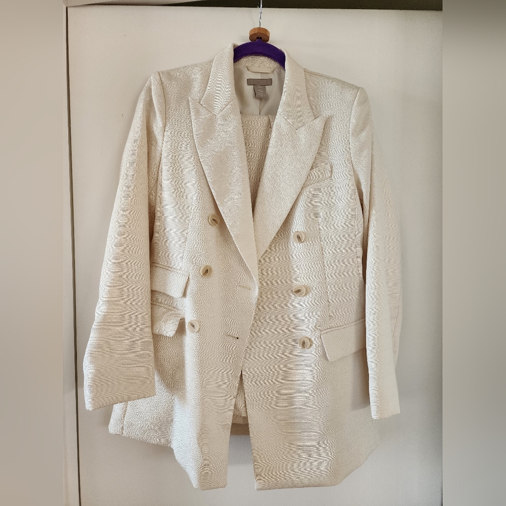 Elegant Cream Double-Breasted Women's Blazer H&M S/M